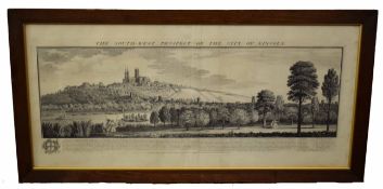 After S & N Buck, black and white engraving, "The South West prospect of the City of Lincoln", 25