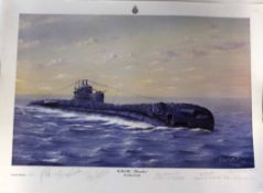 John Pettitt, limited edition (642/1000) coloured print, "HMS Thrasher" (countersigned by the crew),