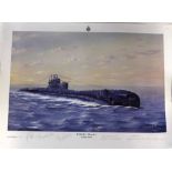 John Pettitt, limited edition (642/1000) coloured print, "HMS Thrasher" (countersigned by the crew),