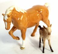 John Beswick model of a horse, together with a John Beswick model of a hind, the horse 20cm long