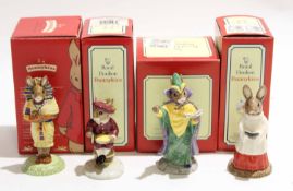 Group of Bunnikins with boxes comprising Little Jack Horner, Royal Doulton Tutankhamun, choir singer