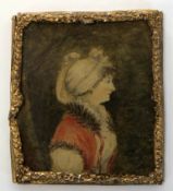 AG, initialled watercolour miniature, Portrait of a lady, together with a further pair of miniatures