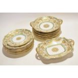 Group of Davenport mid-19th century porcelain part dinner service comprising thirteen dinner plates,
