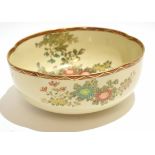 Satsuma Meiji period earthenware bowl the quatrelobe body decorated with floral sprays with red