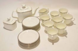 Royal Doulton Platinum Concord pattern tea service comprising tea pot, milk jug and sugar bowl