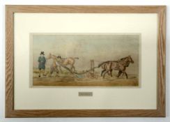 Attributed to Henry Alken Jnr, pair of pencil and watercolours, Horses with figure and carriage