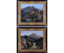 Raimondo Scoppa, signed pair of oils on canvas, Italian landscapes, 49 x 59cm