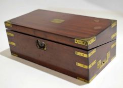 19th century mahogany writing slope in the campaign manner with brass corners and inset handles with