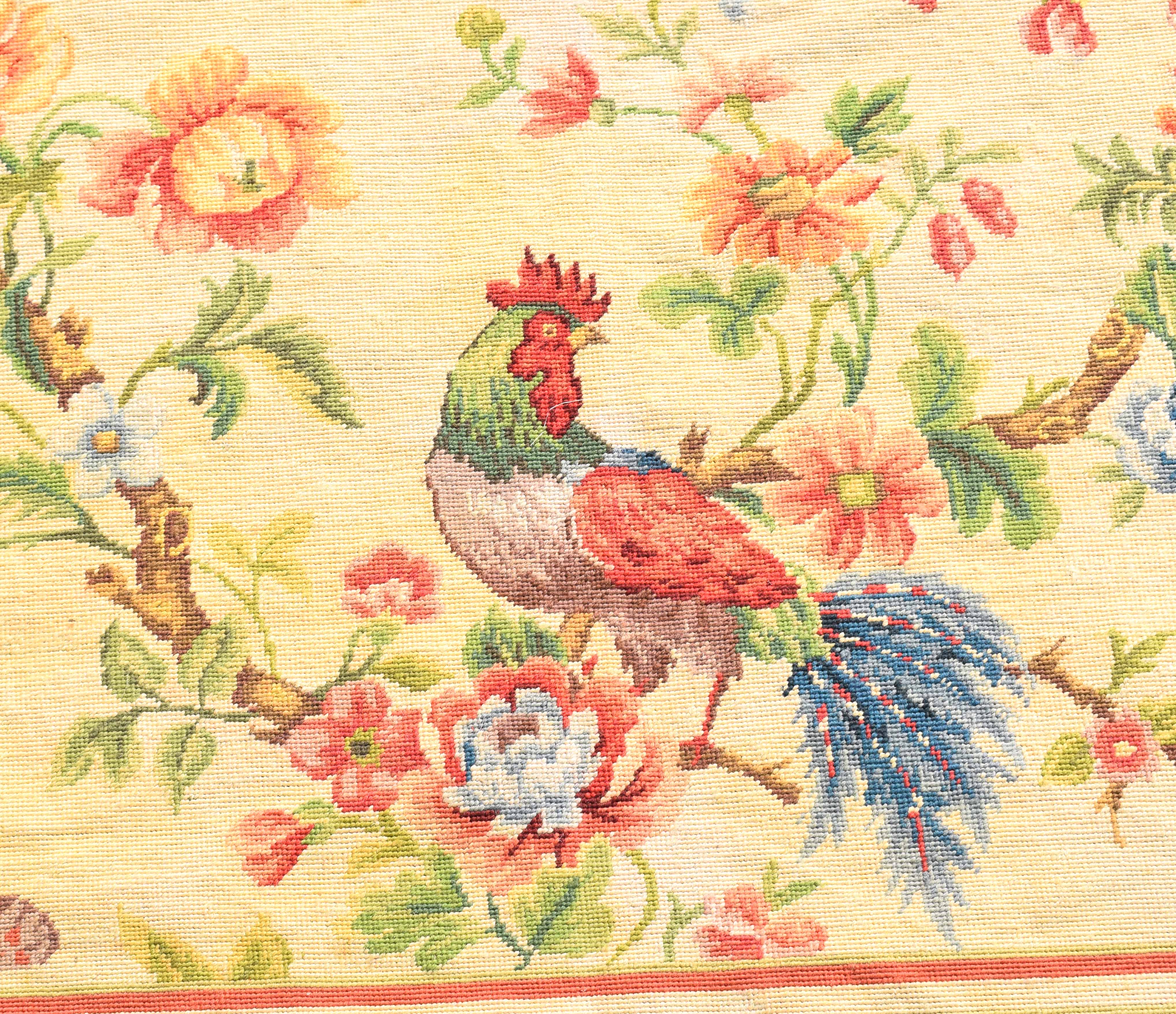 Good quality machine made wall hanging tapestry with cream ground, multi-coloured design of birds of - Image 4 of 4