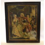 Unsigned mixed media, Figures in classical costume, 75 x 60cm