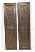 Pair of 17th/18th century oak panels converted to wardrobe doors, 177cm high and 46cm wide
