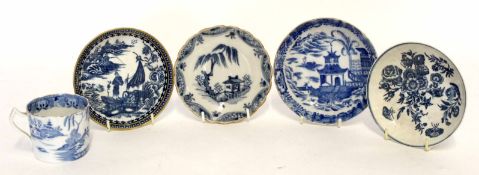 Collection of English and Chinese ceramics comprising a coffee can and four saucers (5)