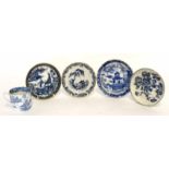 Collection of English and Chinese ceramics comprising a coffee can and four saucers (5)