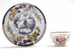 Chinese famille rose tea bowl, 18th century, together with a 19th century Japanese porcelain dish