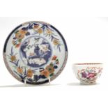 Chinese famille rose tea bowl, 18th century, together with a 19th century Japanese porcelain dish