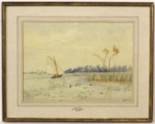 Charles Harmony Harrison, signed watercolour, Wroxham Broad, 32 x 45cm