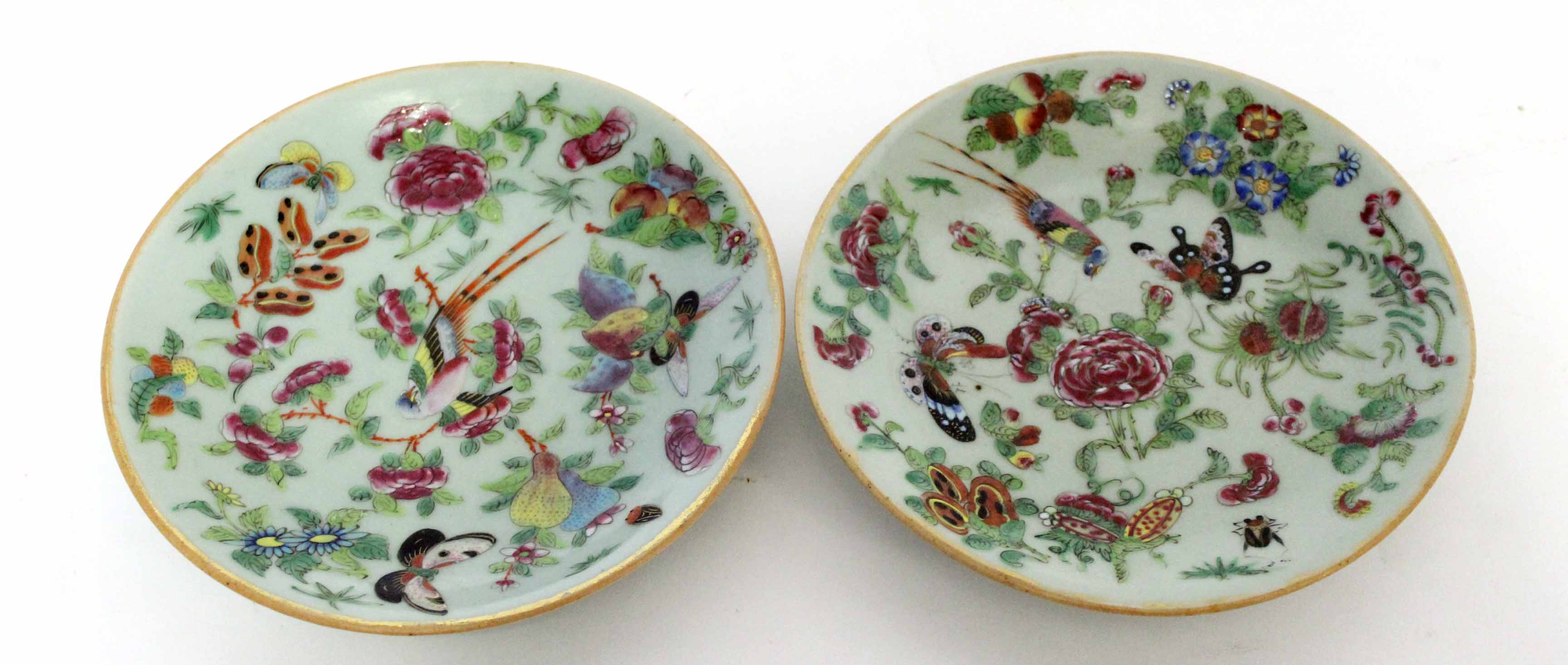 Pair of late 19th century Cantonese famille rose plates, 19cm diam - Image 3 of 3
