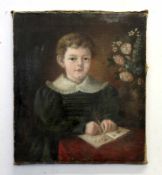 Unsigned oil, Young choirboy, 40 x 36cm, unframed