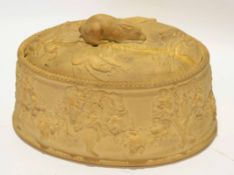 Wedgwood game tureen and cover, late 19th century, the buff pottery body with a fruiting vine