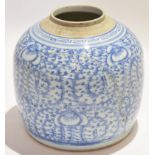 Large 19th century Chinese porcelain blue and white jar, 27cm high