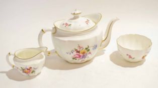 Royal Crown tea pot, milk jug and sugar bowl all decorated in the Derby posies pattern, the tea