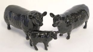 John Beswick group of Aberdeen Angus cattle, the base stamped "Approved by the Aberdeen Angus Cattle