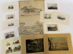 Large folder of assorted prints, engravings etc