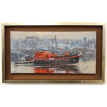 Peter Sumpter, signed and dated 80, oil on canvas, "The Lifeboat Lowestoft", 30 x 61cm,