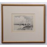 AR Charles Mayes Wigg, "At Wroxham Broad", pen and ink drawing, signed lower right 14 x 18cm