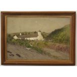A C Shorthouse, signed and dated 1882, watercolour, Landscape with children before a cottage, 38 x