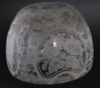 Clear glass oil lamp shade with a floral design