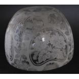 Clear glass oil lamp shade with a floral design