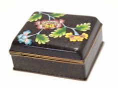 Cloisonne box and cover, the scroll ground decorated with a floral design, 9cm diam