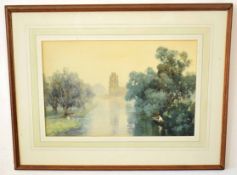 Frederick George Cotman, signed and dated 1902, watercolour, Hemingford Grey Church, 28 x 43cm