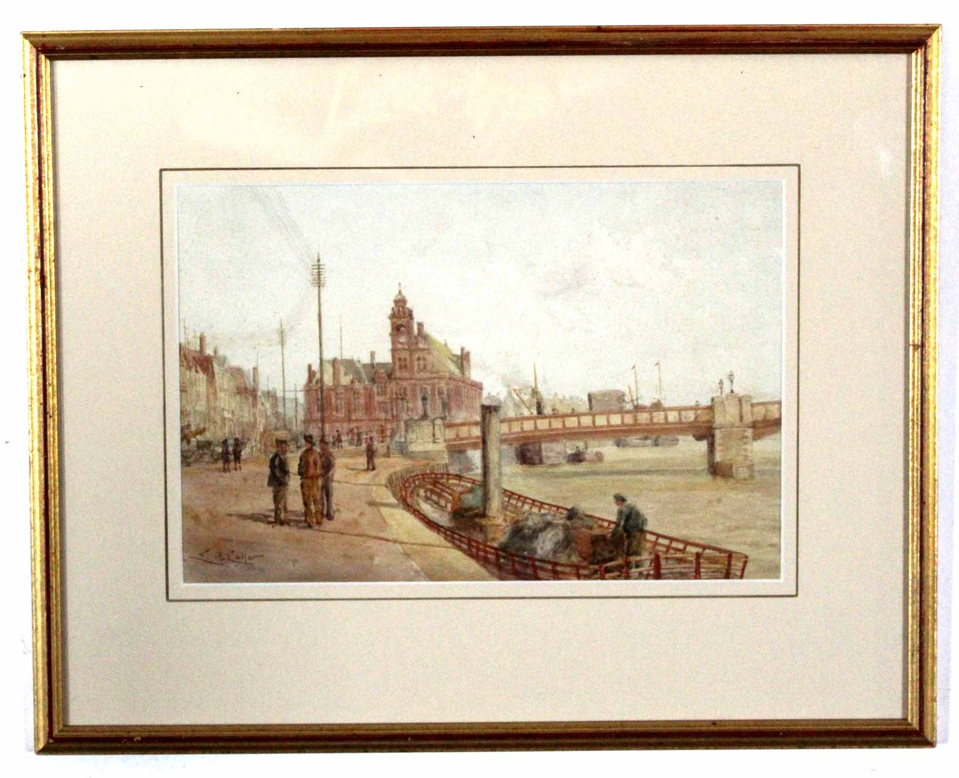 C H Coller, signed watercolour, Great Yarmouth, 21 x 32cm, together with a further watercolour of - Image 2 of 2