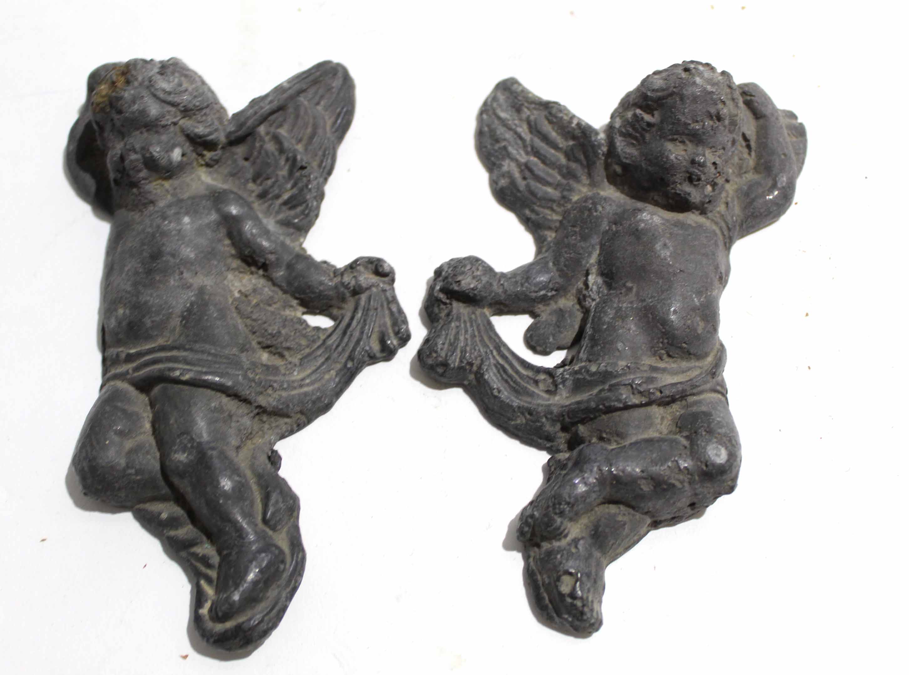 Two lead cast angels and a further cast model of a cherub asleep (3) - Image 3 of 3