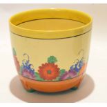 Clarice Cliff Dover shape jardiniere decorated with the Gay Day pattern, Clarice Cliff backstamp and