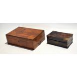 Good quality Coromandel wood box with brass corners and strapping with void interior, together