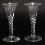 Pair of air twist wine glasses, 16cm high