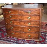 Late 18th/early 19th century mahogany bow fronted chest of two short and four full width drawers