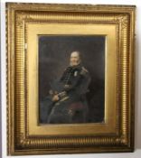 Victorian School, oil over print base, Portrait of a soldier, 22 x 16cm