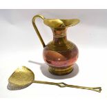 Good quality copper and brass jug of large proportions, together with a further 18th century brass