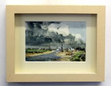 Ian Houston, signed watercolour, "A break in the cloud - Blakeney", 10 x 14cm