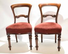 Set of four Victorian mahogany bar back dining chairs, red upholstered seats