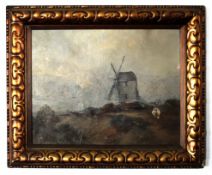 Arthur Edward Davies, RBA, RCA, oil on canvas, Landscape with Mill, 34 x 43cm