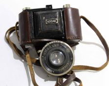 Kodak camera in original leather case, together with a Kodak Compur lens