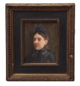 John Byan Liston Shaw (1872-1919) "Portrait of Bessie Silley" oil on board 18 x 14cms