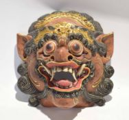 Balinese or Chinese dancer's face mask of a dragon