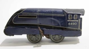 Clockwork tin plate model of the Mallard steam engine in working order