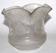 Late 19th century clear glass oil lamp shade with an etched floral design